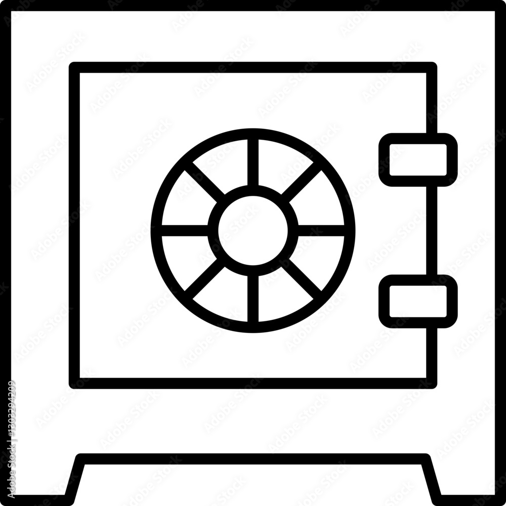 Safe with combination lock illustration line icon Safe with combination lock illustration line icon