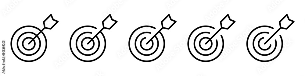 Target icon. Bullseye symbol. Precision, accuracy, focus icon for aiming, archery, shooting. Editable line width vector Target icon. Bullseye symbol. Precision, accuracy, focus icon for aiming, archery, shooting. Editable line width vector