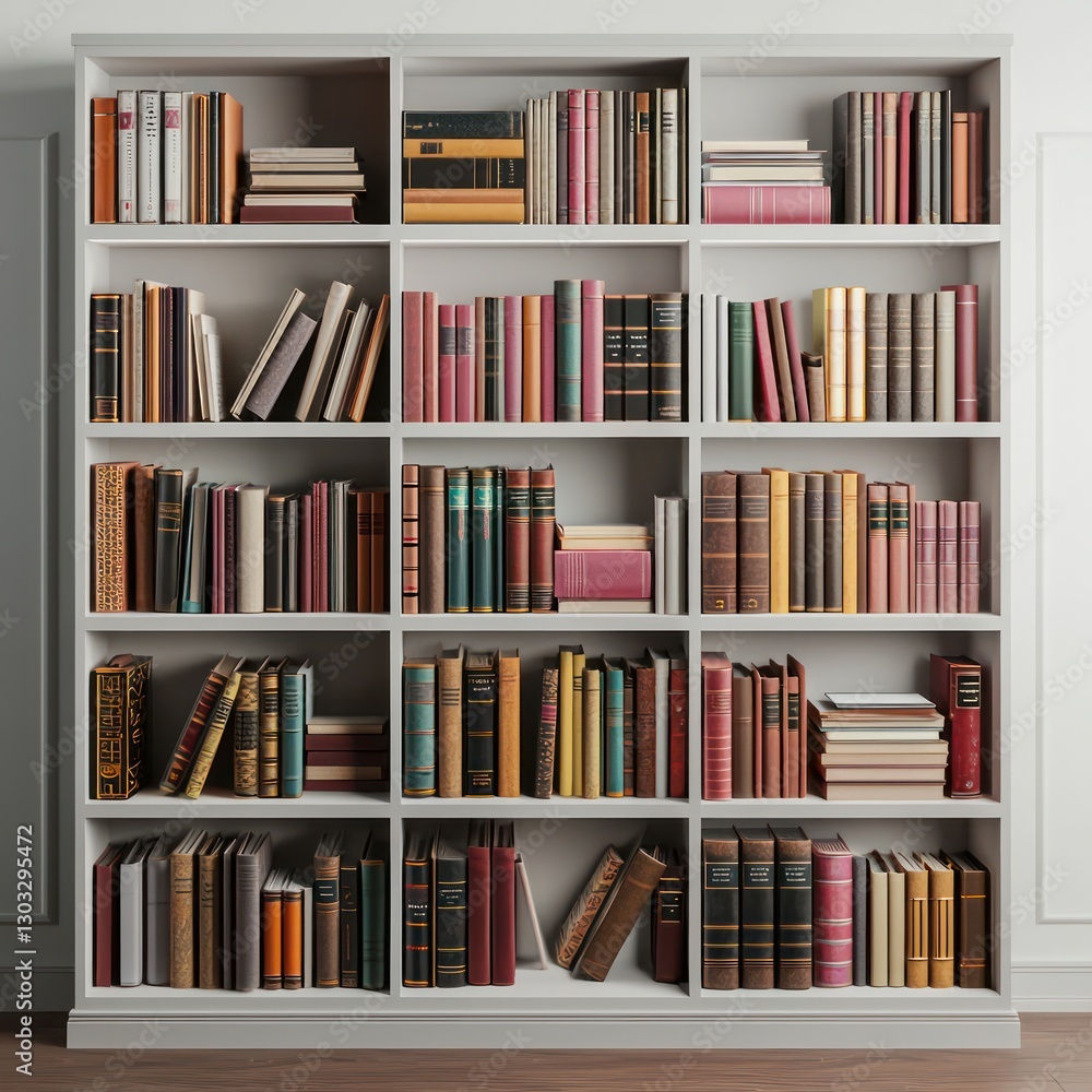 Stylish 3D bookshelf icon with contemporary, clean lines. Stylish 3D bookshelf icon with contemporary, clean lines.