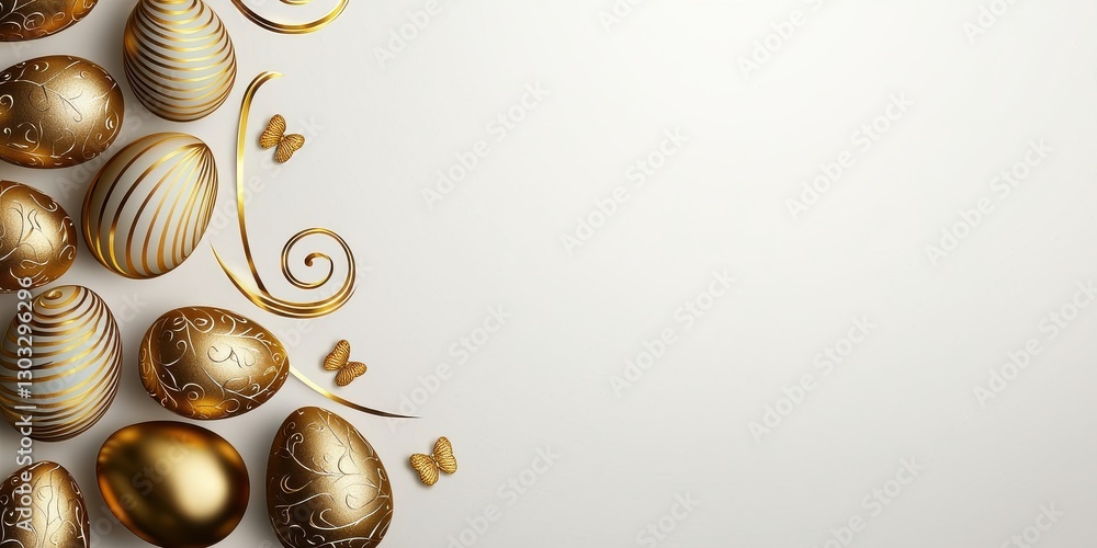 Obraz premium Golden and White Easter Eggs with Glitter Accents