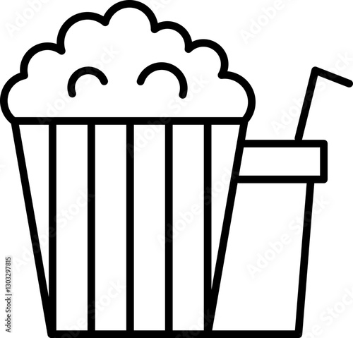 Popcorn and drink illustration line icon