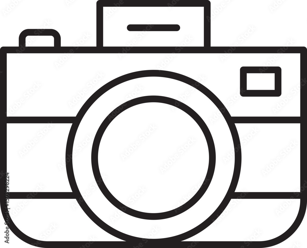 Camera illustration in minimalistic style icon Camera illustration in minimalistic style icon