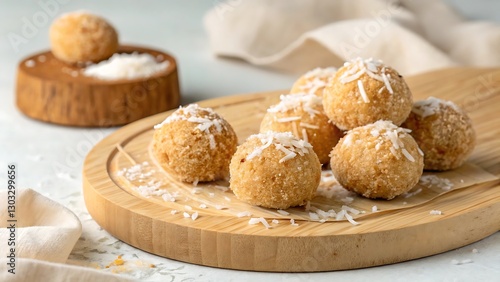 Handcrafted Coconut Sweets on a Natural Plate