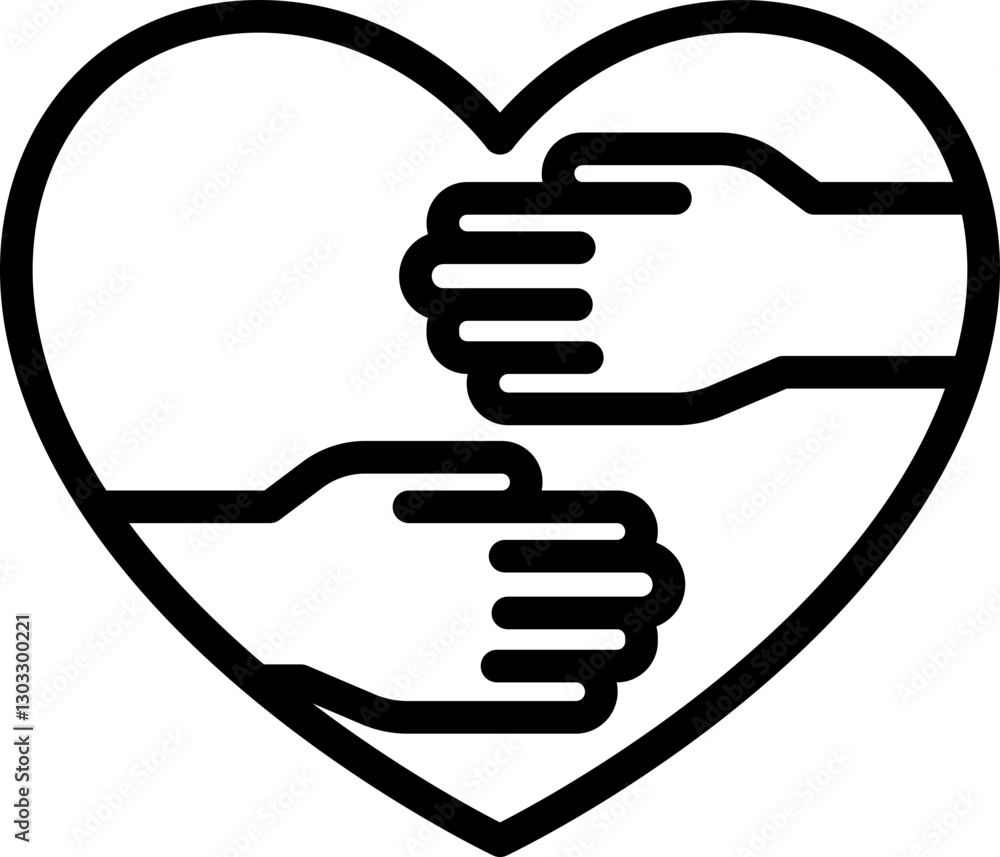 Fototapeta premium Hands forming a heart symbol line icon