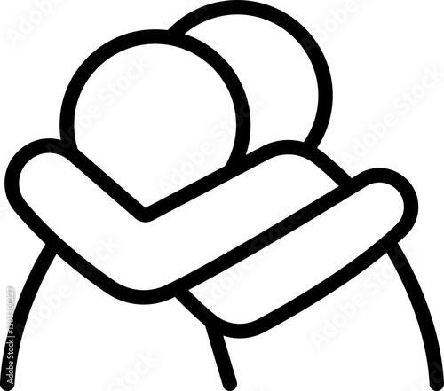 Embrace between two figures line icon