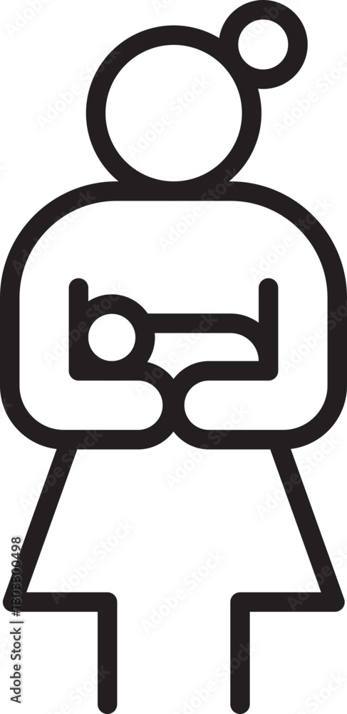 Mother holding baby illustration line icon Mother holding baby illustration line icon