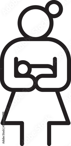 Mother holding baby illustration line icon
