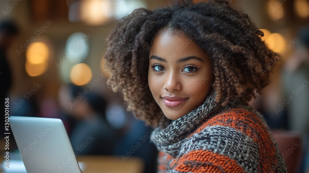 portrait of african american student using laptop in office portrait of african american student using laptop in office