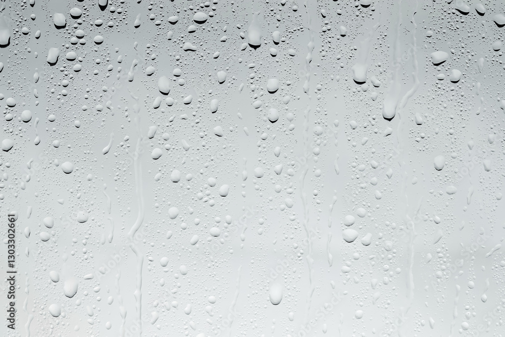 Water drops on light glass surface, top view Water drops on light glass surface, top view