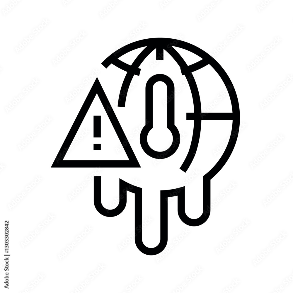 global warming black line icon for digital and print projects. Minimal clean icons for apps and websites. global warming black line icon for digital and print projects. Minimal clean icons for apps and websites.