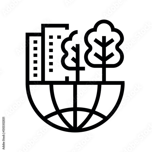 Green infrastructure black line icon for digital and print projects.  Minimal clean icons for apps and websites.