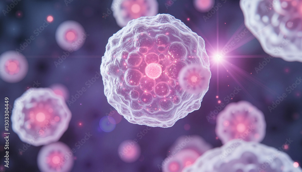 Obraz premium Protective white blood cells in bioluminescent bloodstream, cellular defense