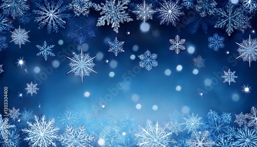 blue christmas background with snowflakes