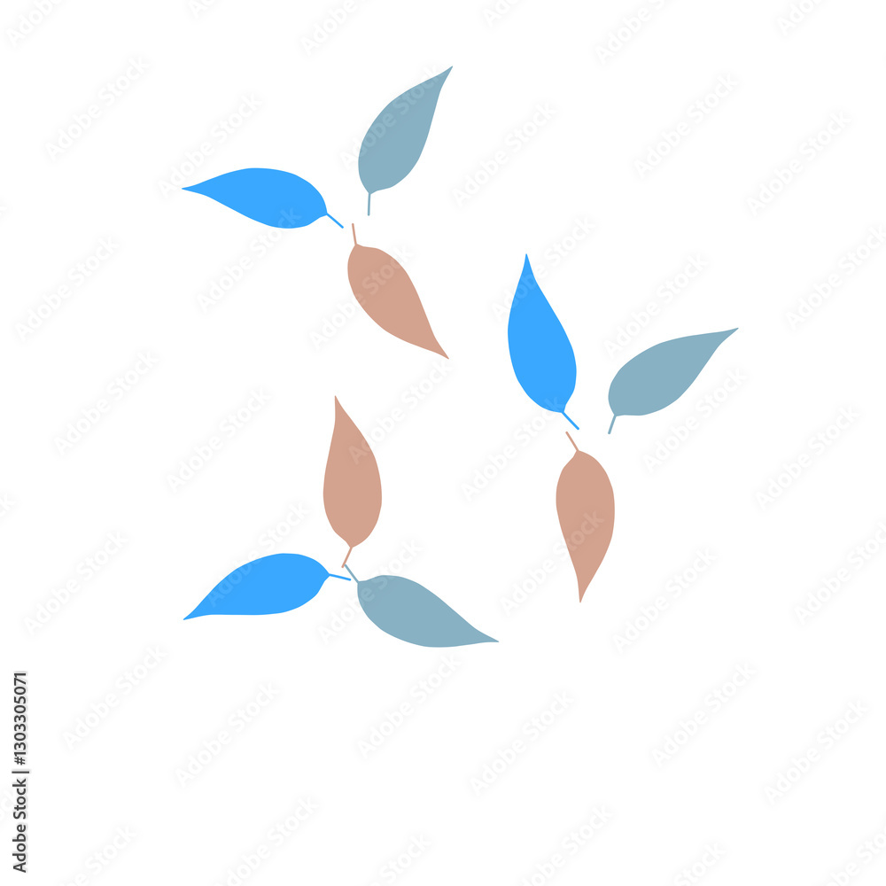 Groups of sets of three colorful leaves hand hand-drawn illustration art Groups of sets of three colorful leaves hand hand-drawn illustration art