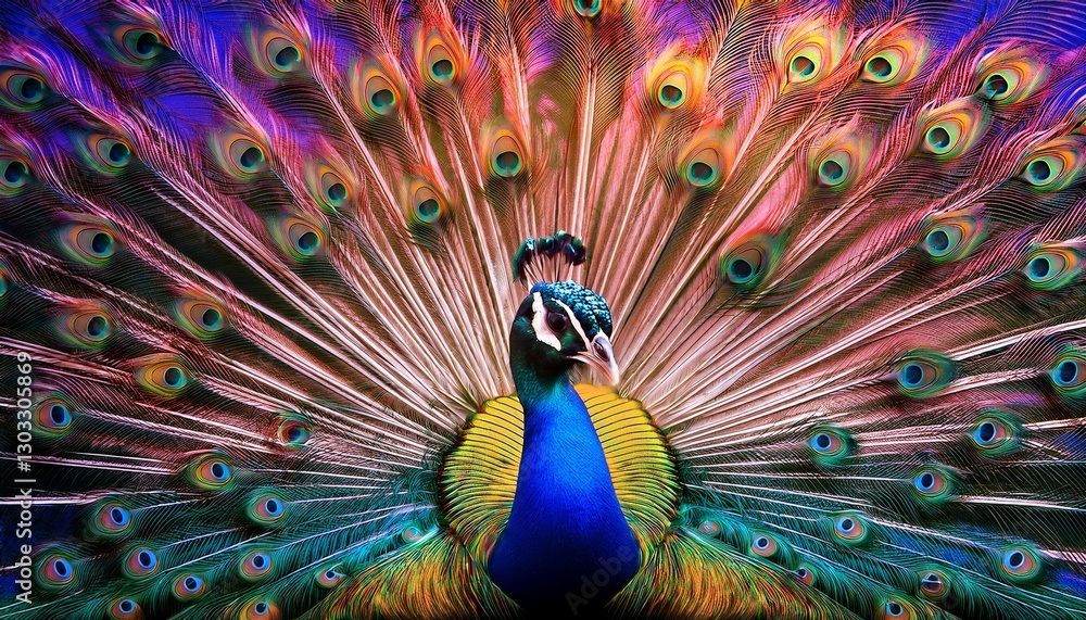 Fototapeta premium peacock with feathers out