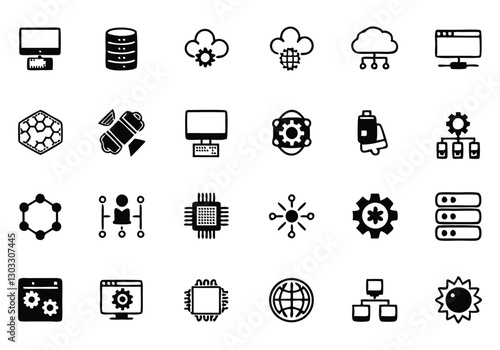 DevOps Development and Operations Editable Stroke Outline Icons Set