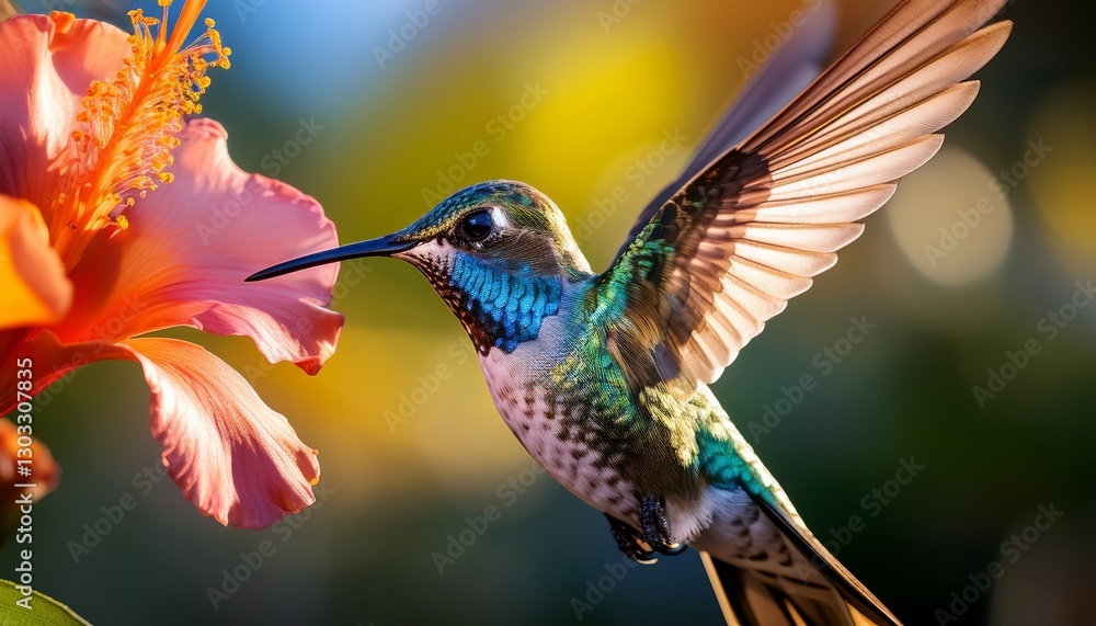 hummingbird feeding on a flower hummingbird feeding on a flower