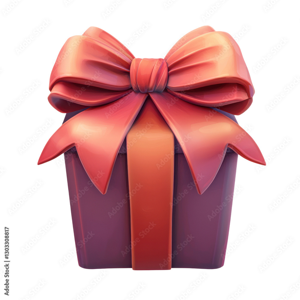 Festive Gift Box for Red Bow, 3D Render. Festive Gift Box for Red Bow, 3D Render.