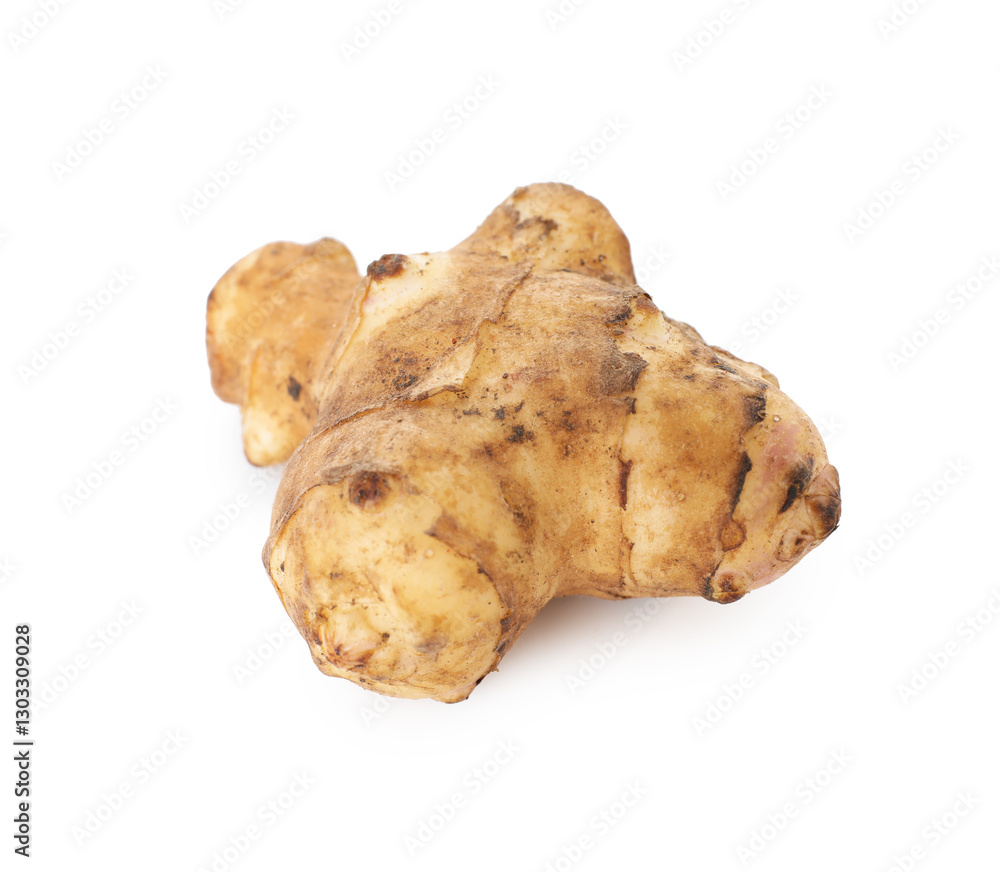 Fresh Jerusalem artichoke isolated on white. Root vegetable Fresh Jerusalem artichoke isolated on white. Root vegetable