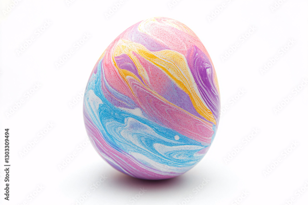 Colorful Easter egg with ink art design on white background Colorful Easter egg with ink art design on white background
