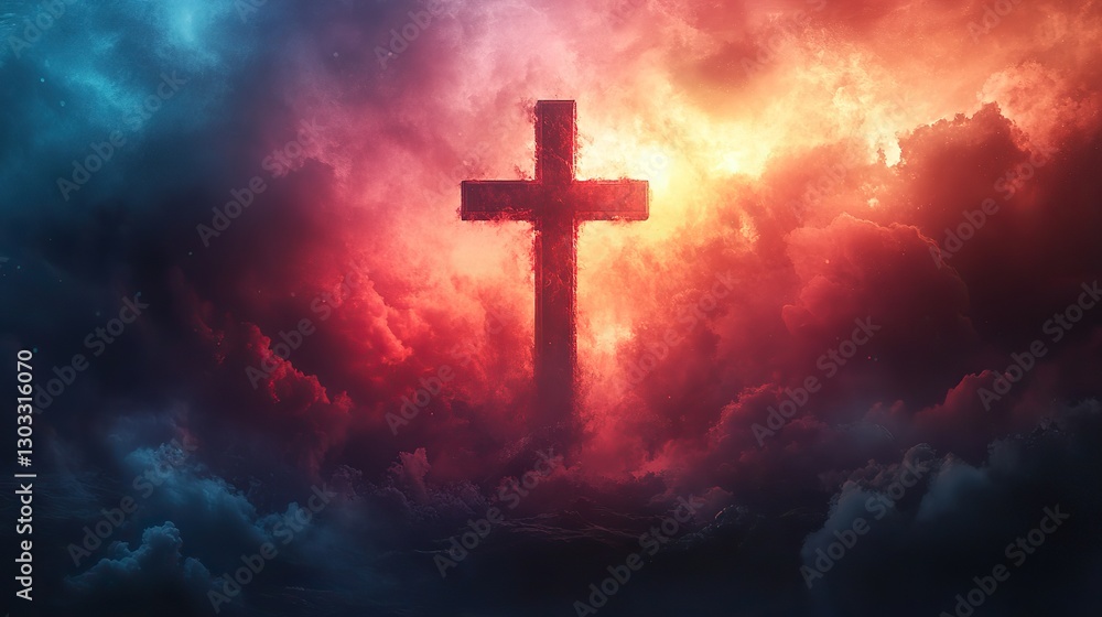 the cross on a pastel cloudy background the cross on a pastel cloudy background