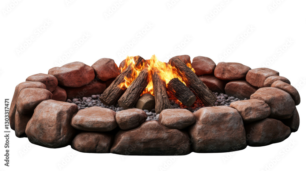 Obraz premium Campfire fireplace isolated on white background