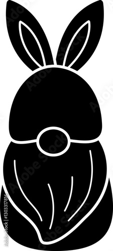 Cute Easter Gnome silhouette graphic. 
Spring Easter gnome decorated with bunny ears silhouette design. 
Good for greeting card,poster, banner,leaflet.
Transparent background.