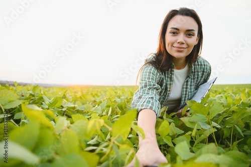 Wallpaper Mural A female farmer in soybean field Torontodigital.ca