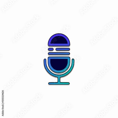 Digital audio recording microphone symbol isolated on a white background 