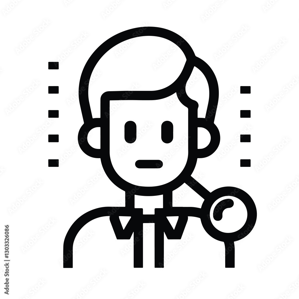 2D investigation web icon in line style 2D investigation web icon in line style