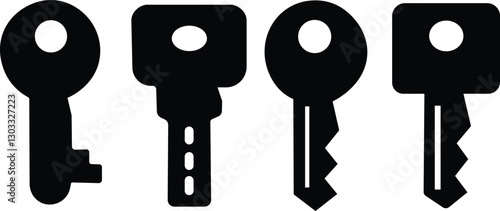 Key Icons Set Solid | Security, Lock & Access Symbols | Vector Silhouette