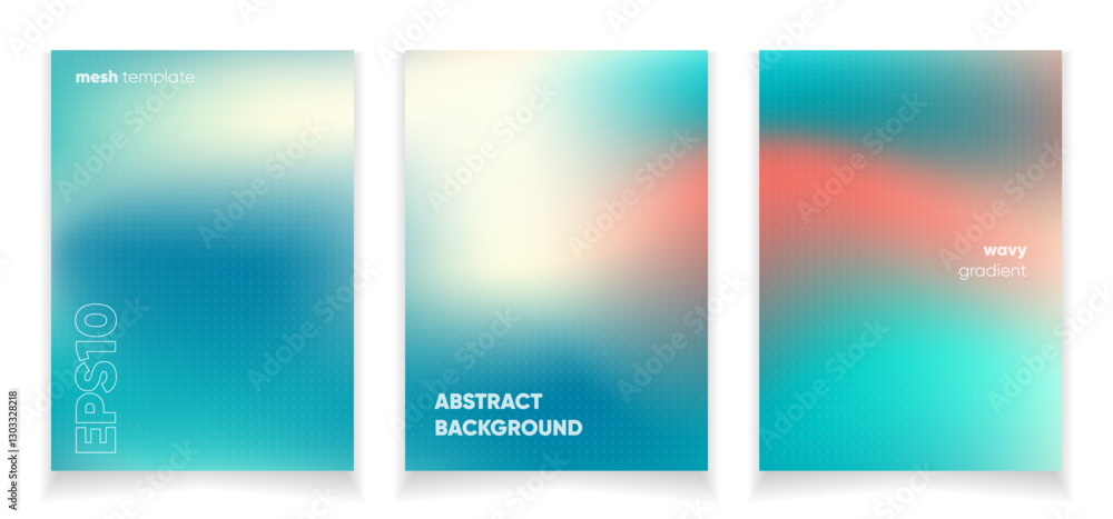 Fototapeta premium Abstract pink white blue colors liquid background card set with gradient mesh. Blurred fluid colorful background. Modern design template for web covers, ad banners, posters, brochures etc.