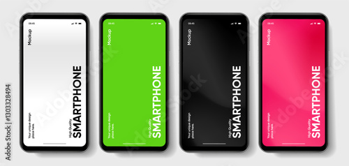 Realistic smartphone mockup. Mobile phone vector with isolated on white background. Device front view. 3D mobile phone with shadow. Realistic, high quality smart phone mockup for ui ux presentation.
