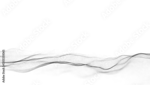 Wallpaper Mural Abstract white wave with moving dots. Flow of particles. Cyber technology illustration. 3d rendering. Torontodigital.ca
