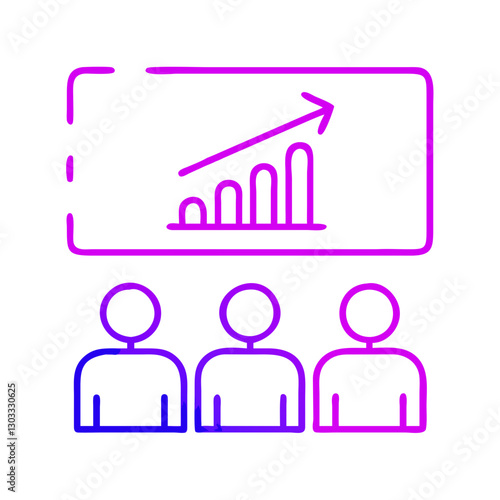 Business lecturer speaks to the audience, presenting a growth chart on the screen during a business conference, financial masterclass, or coaching session.