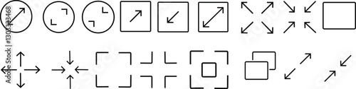 Minimalist Expand and Minimize Icons Set - Vector Symbols for UI, Screen, and Zoom Controls
