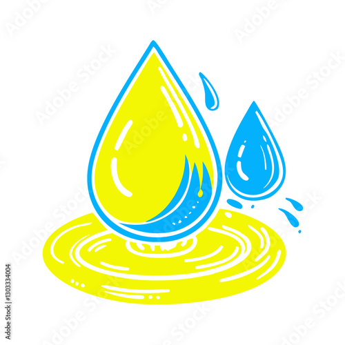 Colorful raindrop icon splashing in water, nature concept