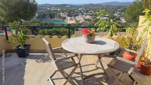 Balcony with sea view in a spanish villa