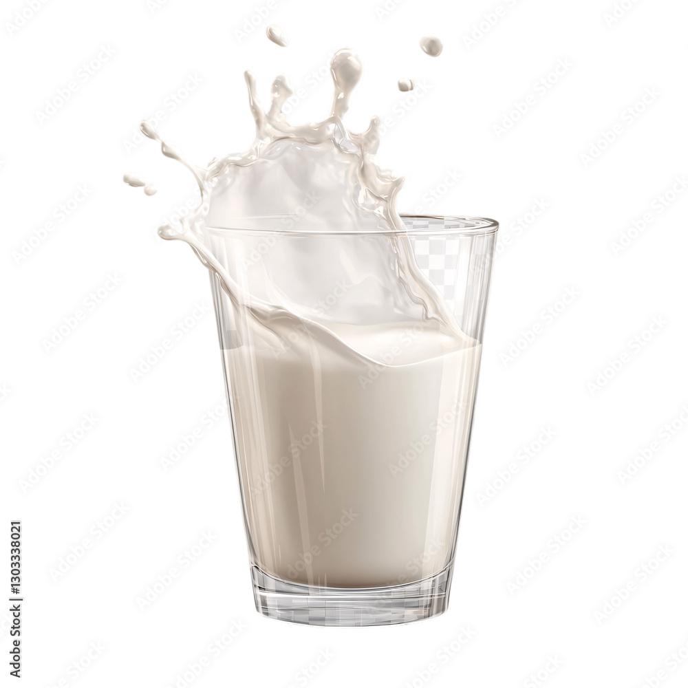 Glass of milk with splash isolated on transparent background. Glass of milk with splash isolated on transparent background.