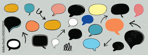 Funky doodle speech bubbles & arrows vector set