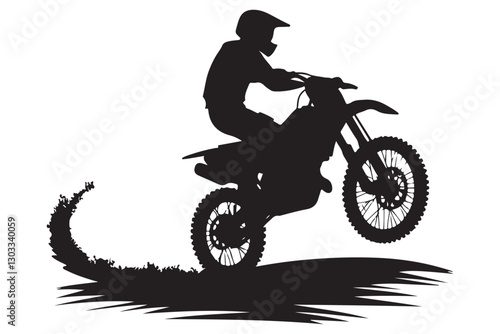 Motocross Rider Silhouette Vector Action Sports and Motorcycle Thrills