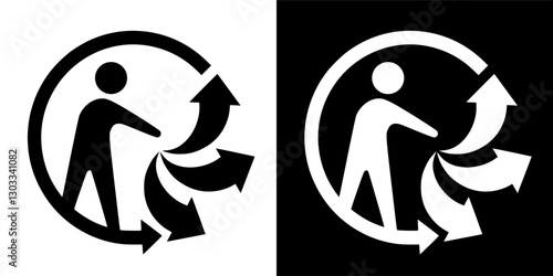 Triman sign, Triman recycling icon black and white