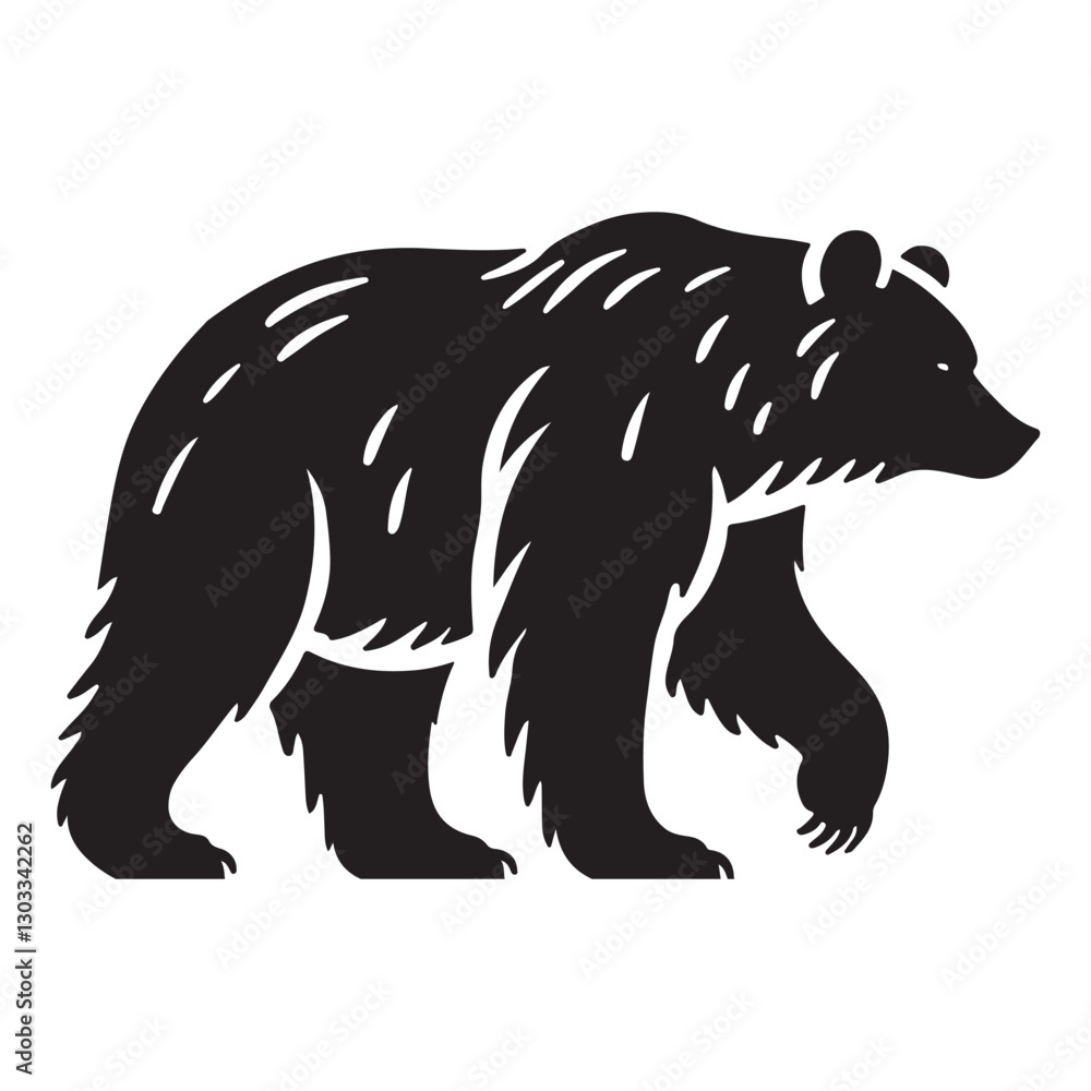Walking Brown Bear Silhouette Vector Illustration Animal Design Walking Brown Bear Silhouette Vector Illustration Animal Design