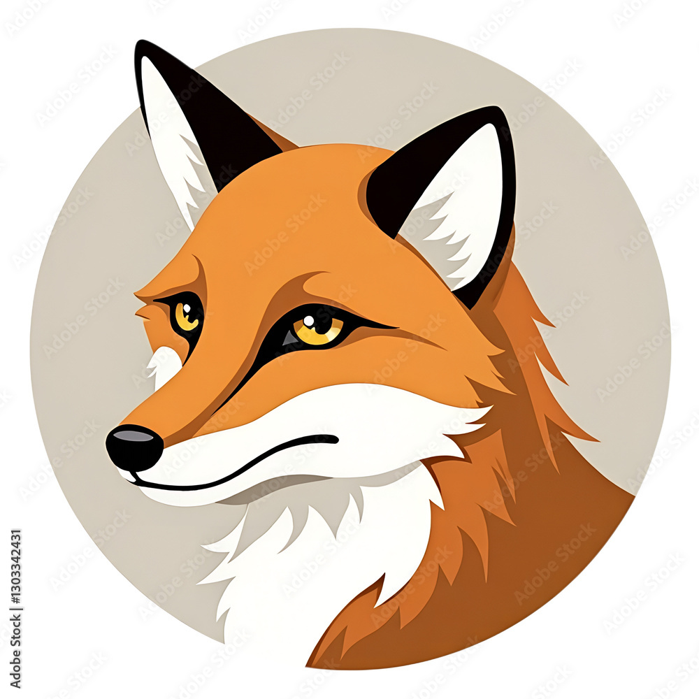 Obraz premium Stylized Portrait of a Thoughtful Fox with a Minimalist png Logo