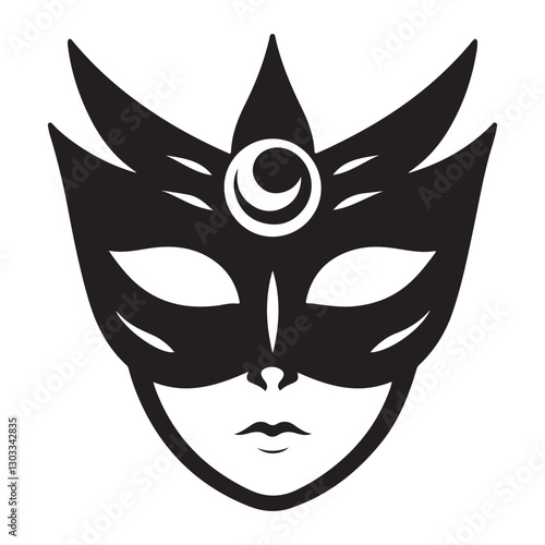 Elegant masquerade mask silhouette vector illustration for party designs