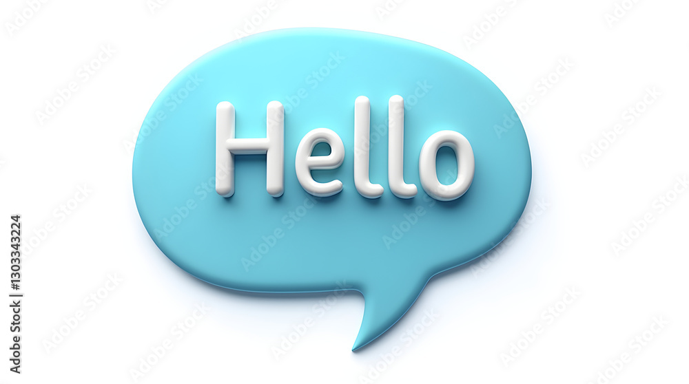 3D Glossy Blue Speech Bubble White Hello Greeting Message 3D Glossy Blue Speech Bubble White Hello Greeting Message