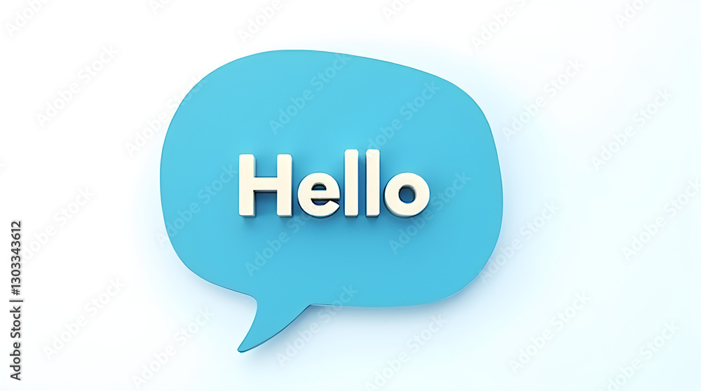 Clean Communication Greeting - White Hello on Blue 3D Speech Bubble Clean Communication Greeting - White Hello on Blue 3D Speech Bubble