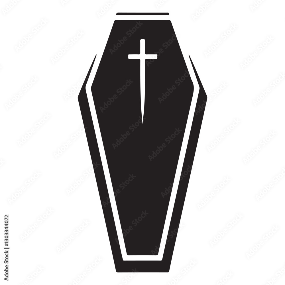 Obraz premium Solid Black Coffin Silhouette Vector Graphic for Dark and Gothic Designs