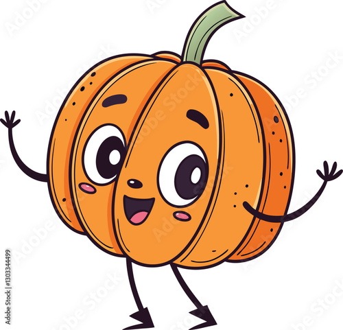 Pumpkin character with a big smile and outstretched arms