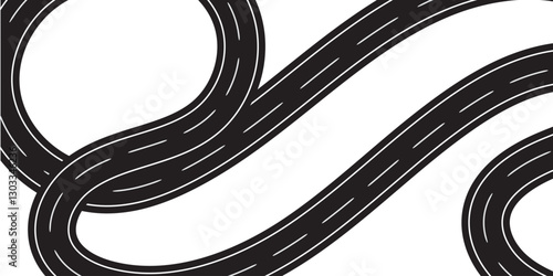 Curving tarred road or highway logo vector. road or highway design vector on White background. EPS 10.
